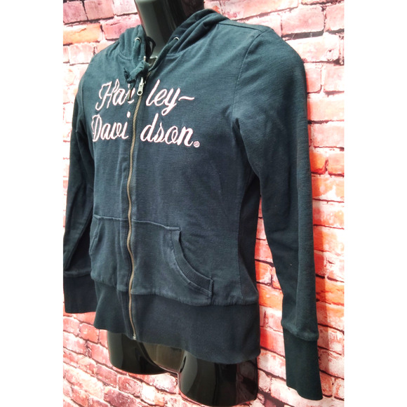 HARLEY DAVIDSON REVERSIBLE WOMENS HOODIE SWEATSHIRT S FLORAL LEOPARD PRINT - Picture 9 of 10